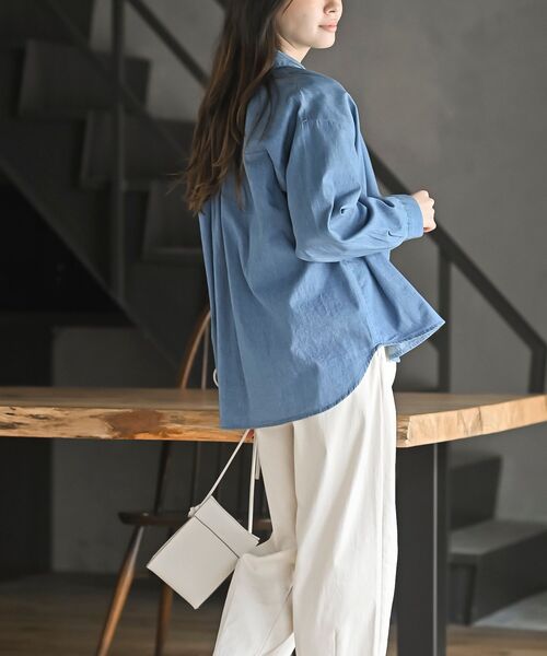 rps（アールピーエス）の「多釦キャットシャツ（シャツ/ブラウス・レディース・ブラック/オフホワイト/ストライプ/ブルー・フリー）」の7枚目の写真