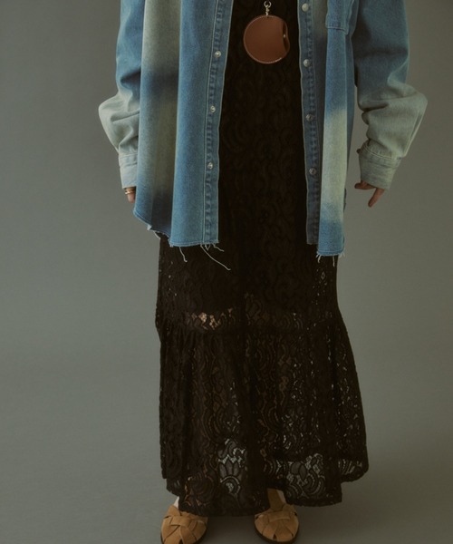 MIRROR STOKE（ミラーストーク）の「【ZOZO限定】TIERED LACE ONEPIECE/ティアードレースワンピース（ワンピース・レディース・ブラック/オフホワイト・MEDIUM）」の10枚目の写真