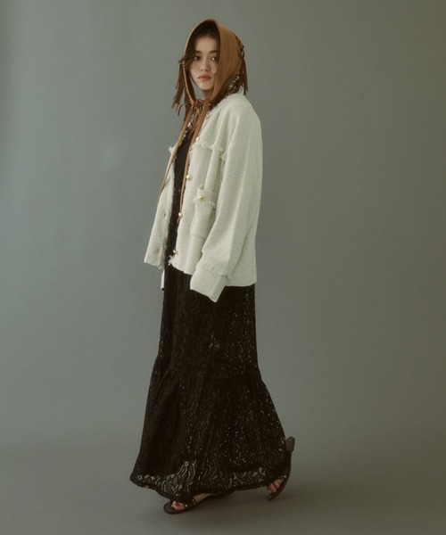 MIRROR STOKE（ミラーストーク）の「【ZOZO限定】TIERED LACE ONEPIECE/ティアードレースワンピース（ワンピース・レディース・ブラック/オフホワイト・MEDIUM）」の21枚目の写真