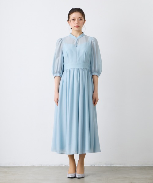 AIMER(エメ)の「ボリュームスリーブフレアシフォンパーティードレス 結婚式 お呼ばれ ドレス 20代 30代(ドレス・レディース・ラベンダー/ネイビー/サックスブルー・MEDIUM)」の18枚目の写真