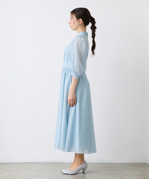 AIMER(エメ)の「ボリュームスリーブフレアシフォンパーティードレス 結婚式 お呼ばれ ドレス 20代 30代(ドレス・レディース・ラベンダー/ネイビー/サックスブルー・MEDIUM)」の17枚目の写真