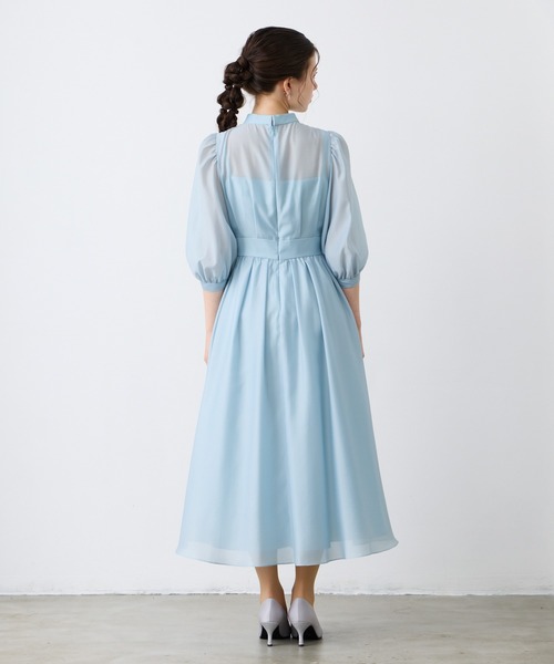 AIMER(エメ)の「ボリュームスリーブフレアシフォンパーティードレス 結婚式 お呼ばれ ドレス 20代 30代(ドレス・レディース・ラベンダー/ネイビー/サックスブルー・MEDIUM)」の16枚目の写真
