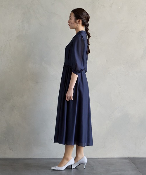 AIMER(エメ)の「ボリュームスリーブフレアシフォンパーティードレス 結婚式 お呼ばれ ドレス 20代 30代(ドレス・レディース・ラベンダー/ネイビー/サックスブルー・MEDIUM)」の20枚目の写真