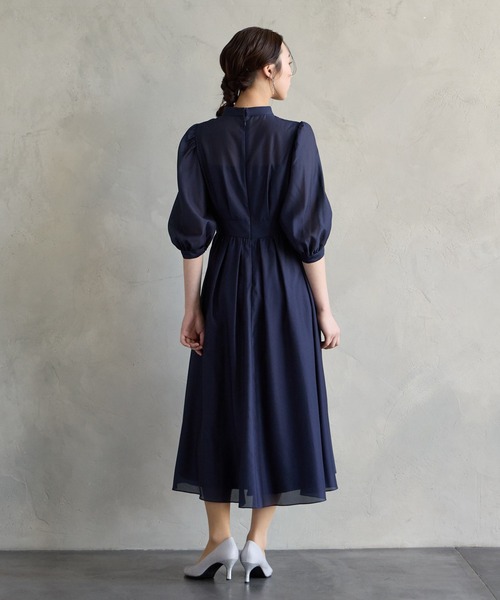 AIMER(エメ)の「ボリュームスリーブフレアシフォンパーティードレス 結婚式 お呼ばれ ドレス 20代 30代(ドレス・レディース・ラベンダー/ネイビー/サックスブルー・MEDIUM)」の19枚目の写真