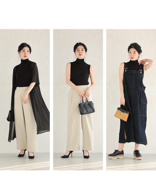 cawaii（カワイイ）の「もっちり伸びるハイネックカットソートップス（Tシャツ/カットソー・レディース・カーキ/ブラック・FREE）」の7枚目の写真