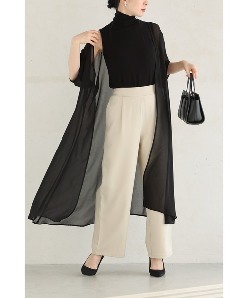 cawaii（カワイイ）の「もっちり伸びるハイネックカットソートップス（Tシャツ/カットソー・レディース・カーキ/ブラック・FREE）」の14枚目の写真