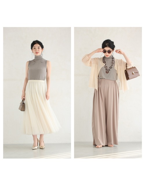 cawaii（カワイイ）の「もっちり伸びるハイネックカットソートップス（Tシャツ/カットソー・レディース・カーキ/ブラック・FREE）」の12枚目の写真