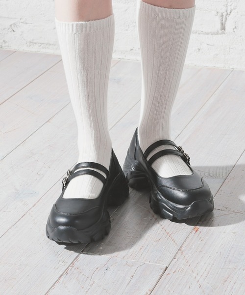 Honeys(ハニーズ)の「厚底ダブルベルトシューズ(その他シューズ・レディース・シルバー/ブラック・S/M/LL/L)」の6枚目の写真