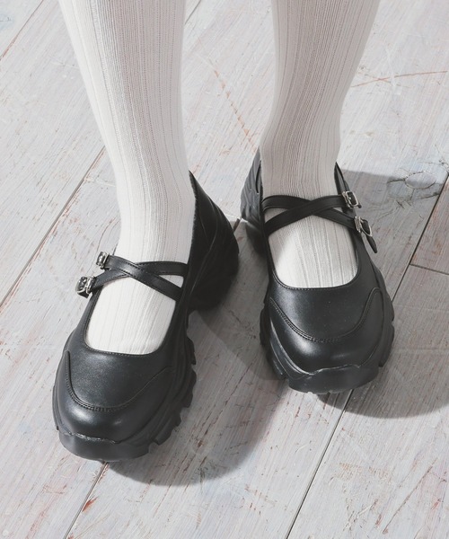 Honeys(ハニーズ)の「厚底ダブルベルトシューズ(その他シューズ・レディース・シルバー/ブラック・S/M/LL/L)」の9枚目の写真