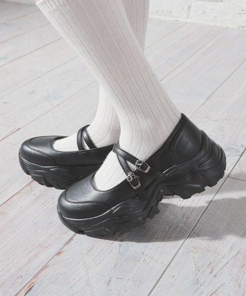Honeys(ハニーズ)の「厚底ダブルベルトシューズ(その他シューズ・レディース・シルバー/ブラック・S/M/LL/L)」の10枚目の写真