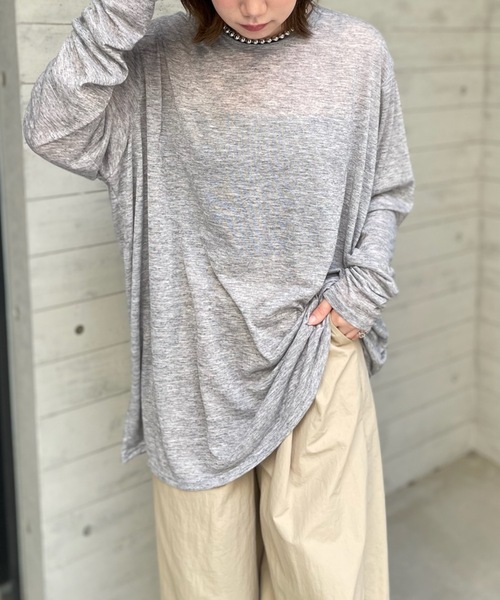 PURE BRIGHT（ピュアブライト）の「シアー杢天竺オーバープルオーバー（Tシャツ/カットソー・レディース・ブラック/グレー/アイボリー・FREE）」の3枚目の写真