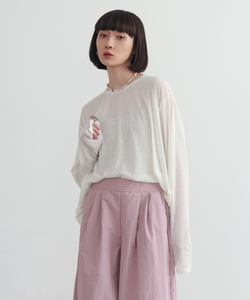 PURE BRIGHT（ピュアブライト）の「シアー杢天竺オーバープルオーバー（Tシャツ/カットソー・レディース・ブラック/グレー/アイボリー・FREE）」の13枚目の写真