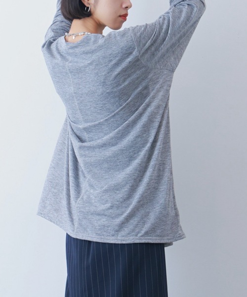 PURE BRIGHT（ピュアブライト）の「シアー杢天竺オーバープルオーバー（Tシャツ/カットソー・レディース・ブラック/グレー/アイボリー・FREE）」の19枚目の写真