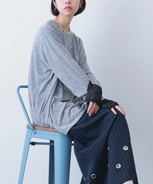 PURE BRIGHT（ピュアブライト）の「シアー杢天竺オーバープルオーバー（Tシャツ/カットソー・レディース・ブラック/グレー/アイボリー・FREE）」の22枚目の写真