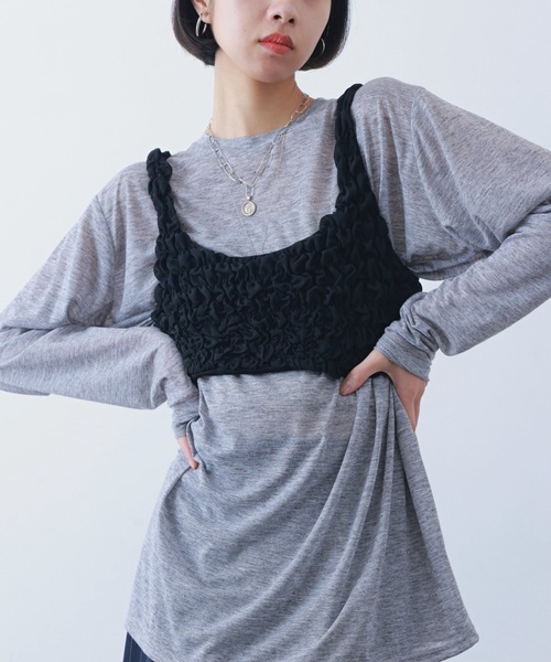 PURE BRIGHT（ピュアブライト）の「シアー杢天竺オーバープルオーバー（Tシャツ/カットソー・レディース・ブラック/グレー/アイボリー・FREE）」の21枚目の写真