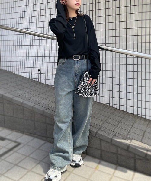 PURE BRIGHT（ピュアブライト）の「シアー杢天竺オーバープルオーバー（Tシャツ/カットソー・レディース・ブラック/グレー/アイボリー・FREE）」の6枚目の写真