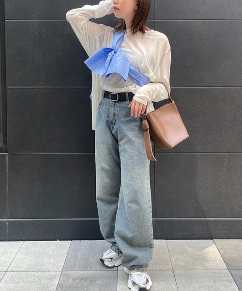 PURE BRIGHT（ピュアブライト）の「シアー杢天竺オーバープルオーバー（Tシャツ/カットソー・レディース・ブラック/グレー/アイボリー・FREE）」の4枚目の写真