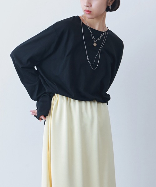 PURE BRIGHT（ピュアブライト）の「シアー杢天竺オーバープルオーバー（Tシャツ/カットソー・レディース・ブラック/グレー/アイボリー・FREE）」の5枚目の写真