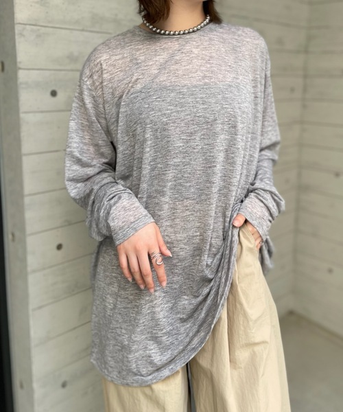 PURE BRIGHT（ピュアブライト）の「シアー杢天竺オーバープルオーバー（Tシャツ/カットソー・レディース・ブラック/グレー/アイボリー・FREE）」の8枚目の写真