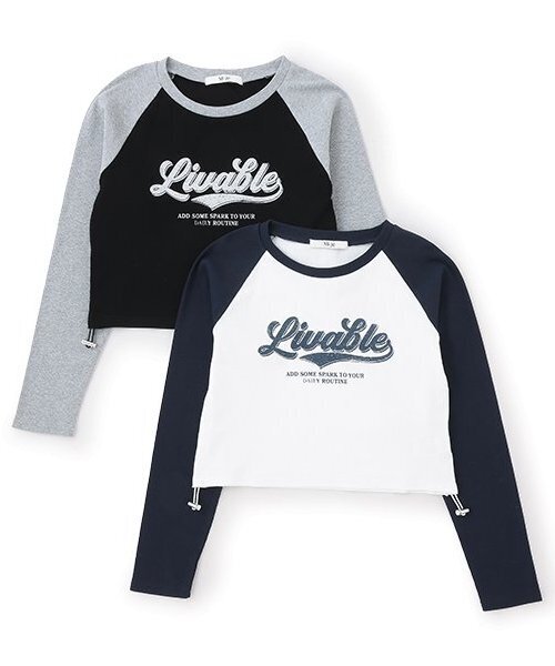 Mi-je(ミジェ)の「シャーリングラグランロンT【韓国ファッション】(Tシャツ/カットソー・レディース・ブラック/オフホワイト・F)」の5枚目の写真