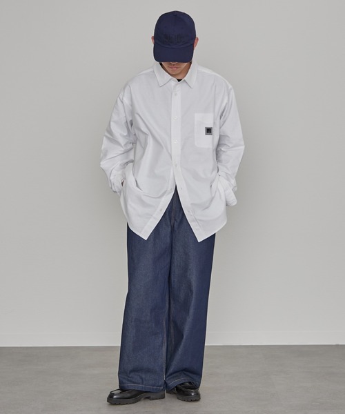 CIAOPANIC TYPY（チャオパニックティピー）の「【PATTIPATTI】ユニセックスオーバサイズシャツ（シャツ/ブラウス・メンズ・ブルー/オフホワイト/ネイビー・ONE SIZE）」の5枚目の写真