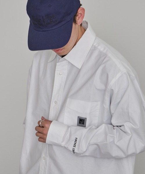 CIAOPANIC TYPY（チャオパニックティピー）の「【PATTIPATTI】ユニセックスオーバサイズシャツ（シャツ/ブラウス・メンズ・ブルー/オフホワイト/ネイビー・ONE SIZE）」の7枚目の写真