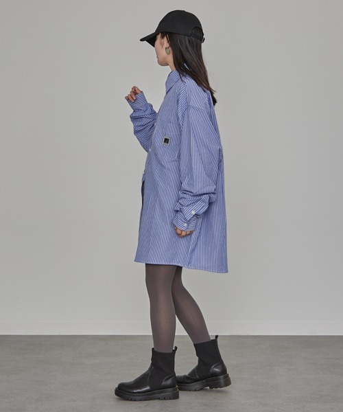 CIAOPANIC TYPY（チャオパニックティピー）の「【PATTIPATTI】ユニセックスオーバサイズシャツ（シャツ/ブラウス・メンズ・ブルー/オフホワイト/ネイビー・ONE SIZE）」の15枚目の写真