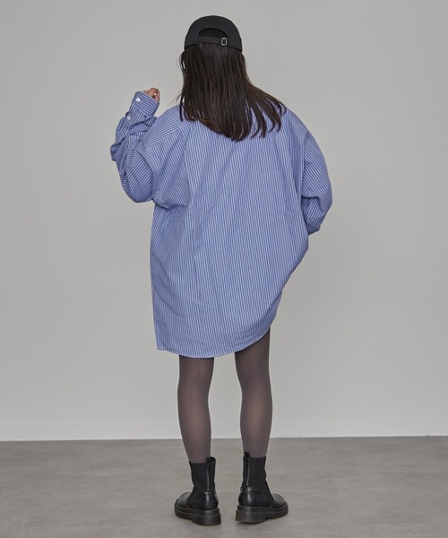 CIAOPANIC TYPY（チャオパニックティピー）の「【PATTIPATTI】ユニセックスオーバサイズシャツ（シャツ/ブラウス・メンズ・ブルー/オフホワイト/ネイビー・ONE SIZE）」の16枚目の写真