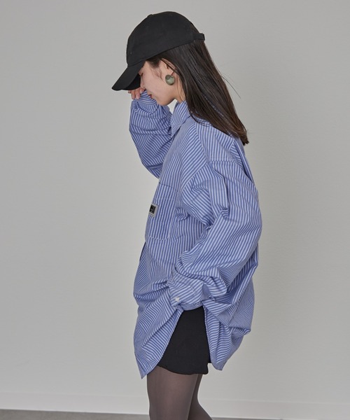 CIAOPANIC TYPY（チャオパニックティピー）の「【PATTIPATTI】ユニセックスオーバサイズシャツ（シャツ/ブラウス・メンズ・ブルー/オフホワイト/ネイビー・ONE SIZE）」の11枚目の写真