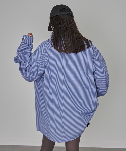 CIAOPANIC TYPY（チャオパニックティピー）の「【PATTIPATTI】ユニセックスオーバサイズシャツ（シャツ/ブラウス・メンズ・ブルー/オフホワイト/ネイビー・ONE SIZE）」の12枚目の写真