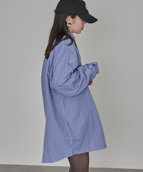 CIAOPANIC TYPY（チャオパニックティピー）の「【PATTIPATTI】ユニセックスオーバサイズシャツ（シャツ/ブラウス・メンズ・ブルー/オフホワイト/ネイビー・ONE SIZE）」の13枚目の写真