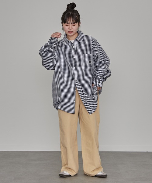 CIAOPANIC TYPY（チャオパニックティピー）の「【PATTIPATTI】ユニセックスオーバサイズシャツ（シャツ/ブラウス・メンズ・ブルー/オフホワイト/ネイビー・ONE SIZE）」の6枚目の写真