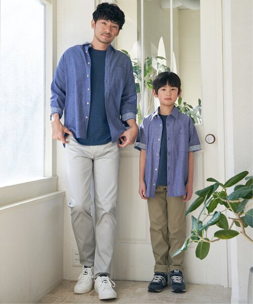 ikka（イッカ）の「【親子コーデ】シャンブレー5分袖シャツ（120~160cm）（シャツ/ブラウス・キッズ・ブルー/チャコールグレー・160/150/140/130/120）」の20枚目の写真