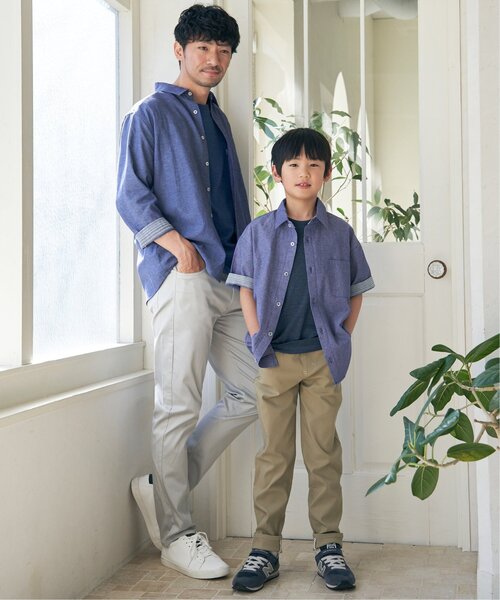 ikka（イッカ）の「【親子コーデ】シャンブレー5分袖シャツ（120~160cm）（シャツ/ブラウス・キッズ・ブルー/チャコールグレー・160/150/140/130/120）」の19枚目の写真