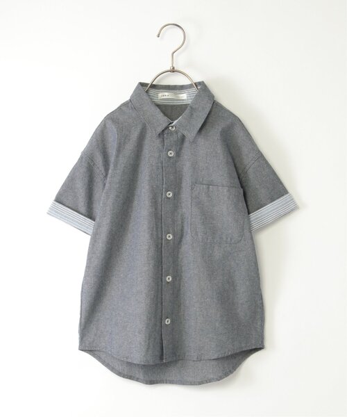 ikka（イッカ）の「【親子コーデ】シャンブレー5分袖シャツ（120~160cm）（シャツ/ブラウス・キッズ・ブルー/チャコールグレー・160/150/140/130/120）」の17枚目の写真