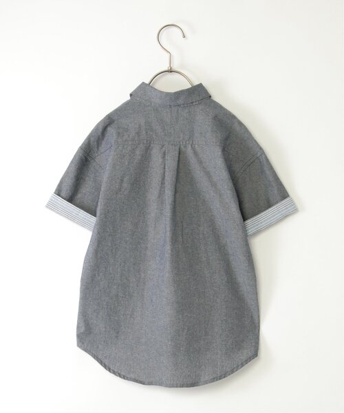 ikka（イッカ）の「【親子コーデ】シャンブレー5分袖シャツ（120~160cm）（シャツ/ブラウス・キッズ・ブルー/チャコールグレー・160/150/140/130/120）」の16枚目の写真