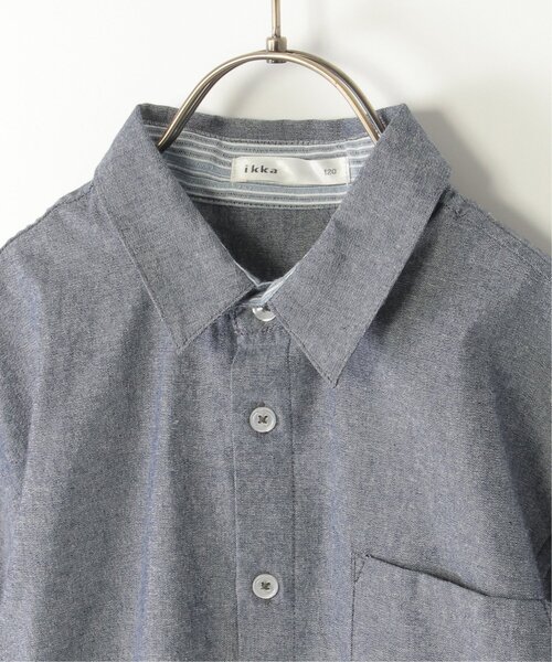 ikka（イッカ）の「【親子コーデ】シャンブレー5分袖シャツ（120~160cm）（シャツ/ブラウス・キッズ・ブルー/チャコールグレー・160/150/140/130/120）」の12枚目の写真