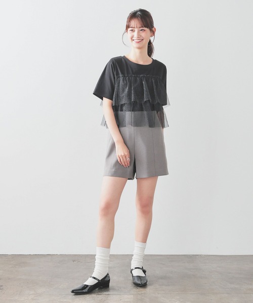 Honeys(ハニーズ)の「ビスチェ風チュールトップス(Tシャツ/カットソー・レディース・ホワイト×グレー/ホワイト×ピンク/ブラック/ホワイト系その他・L/LL/M/S)」の8枚目の写真