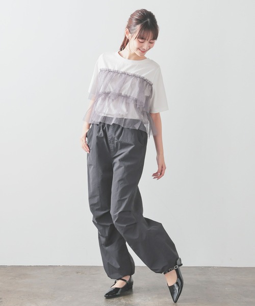 Honeys(ハニーズ)の「ビスチェ風チュールトップス(Tシャツ/カットソー・レディース・ホワイト×グレー/ホワイト×ピンク/ブラック/ホワイト系その他・L/LL/M/S)」の12枚目の写真
