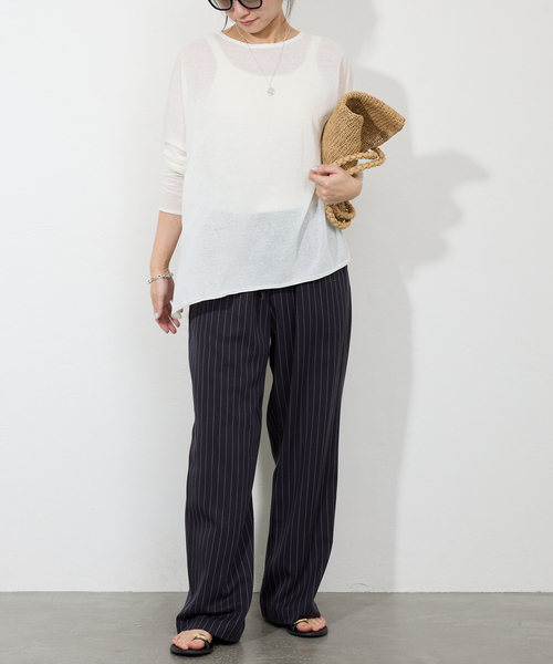 SLOBE IENA フィブリルリラックスパンツ SLOBE IENA｜フィブリルストライプリラックスパンツ | Rakuten