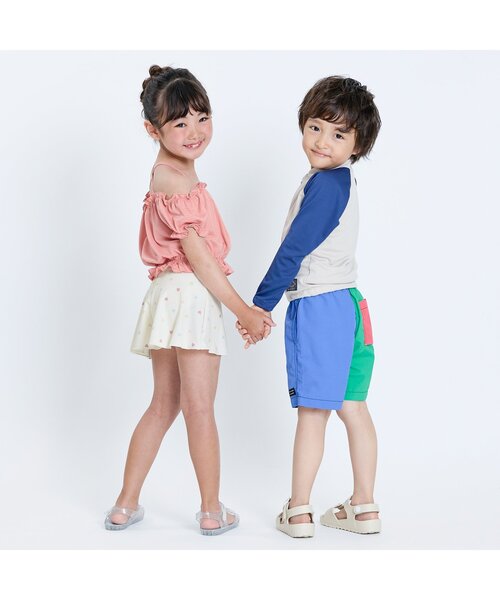 Ampersand（アンパサンド）の「【ジュニア対応】お洋服みたいなセパレート水着_UVカット（水着・キッズ・サックスブルー/ミント/ピンク・80/90/100/110/120/130/140）」の4枚目の写真