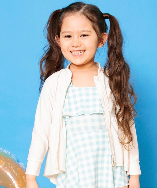 BREEZE（ブリーズ）の「【UVカット/ジュニア対応】フリルラッシュガード（ラッシュガード・キッズ・アイボリー/ラベンダー・80/90/100/110/120/130/140）」の2枚目の写真