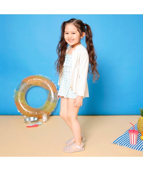 BREEZE（ブリーズ）の「【UVカット/ジュニア対応】フリルラッシュガード（ラッシュガード・キッズ・アイボリー/ラベンダー・80/90/100/110/120/130/140）」の5枚目の写真