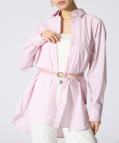 rienda(リエンダ)の「2WAYベルトセットシャツトップス 春服(シャツ/ブラウス・レディース・ピンク系その他/グレー系その他/ブルー・FREE)」の3枚目の写真