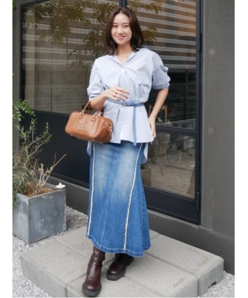 rienda(リエンダ)の「2WAYベルトセットシャツトップス 春服(シャツ/ブラウス・レディース・ピンク系その他/グレー系その他/ブルー・FREE)」の17枚目の写真