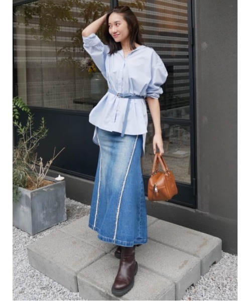 rienda(リエンダ)の「2WAYベルトセットシャツトップス 春服(シャツ/ブラウス・レディース・ピンク系その他/グレー系その他/ブルー・FREE)」の22枚目の写真