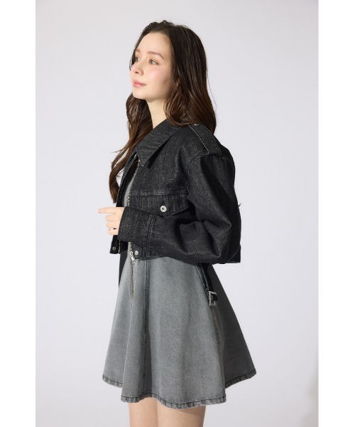 rienda（リエンダ）の「【岡崎紗絵さん着用アイテム】ベルト付きデニムジャケット（デニムジャケット・レディース・ブラック/ブルー・FREE）」の5枚目の写真