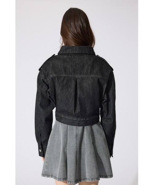 rienda（リエンダ）の「【岡崎紗絵さん着用アイテム】ベルト付きデニムジャケット（デニムジャケット・レディース・ブラック/ブルー・FREE）」の10枚目の写真