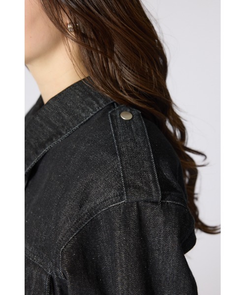 rienda（リエンダ）の「【岡崎紗絵さん着用アイテム】ベルト付きデニムジャケット（デニムジャケット・レディース・ブラック/ブルー・FREE）」の12枚目の写真