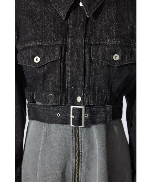 rienda（リエンダ）の「【岡崎紗絵さん着用アイテム】ベルト付きデニムジャケット（デニムジャケット・レディース・ブラック/ブルー・FREE）」の14枚目の写真